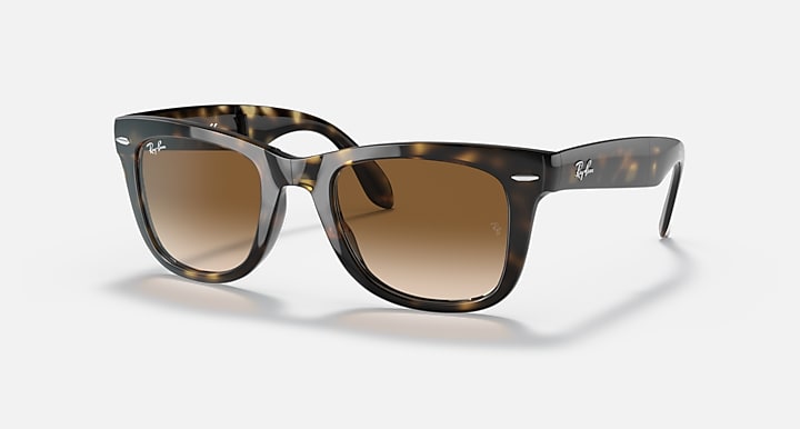 Ray-Ban Folding Wayfarer sunglasses with tortoise-style frame and brown lenses
