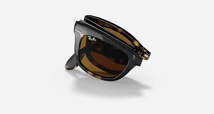 Folding Wayfarer sunglasses, Light Havana with brown lenses, side folded
