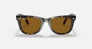 Folding Wayfarer sunglasses, Light Havana frame with brown polarized lenses