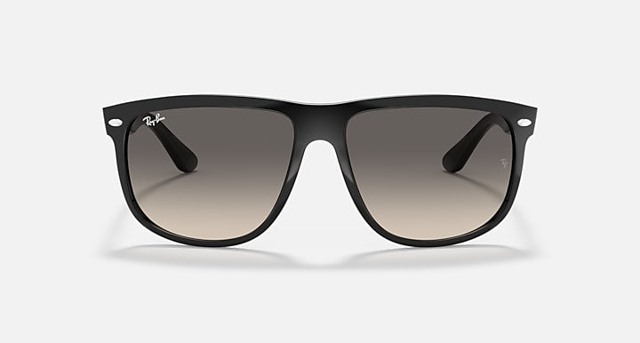 Ray-Ban Boyfriend sunglasses with black frame and grey gradient lenses, front view
