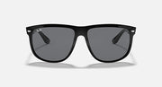 Ray-Ban sunglasses with black frame and dark lenses, front view