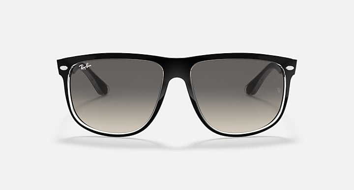 Ray-Ban Boyfriend sunglasses with black frame and grey gradient lenses, front view