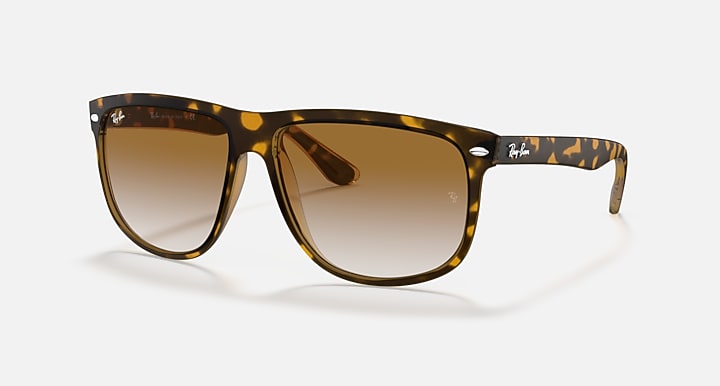 Ray-Ban tortoise sunglasses with brown gradient lenses, wide cat-eye frame