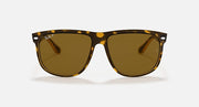 Ray-Ban sunglasses with tortoise-pattern frame and amber lenses, front view