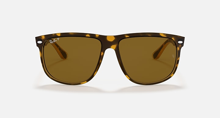 Ray-Ban sunglasses with tortoise-pattern frame and amber lenses, front view