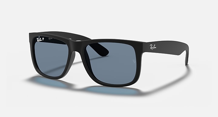 Ray-Ban Justin Low Bridge Fit RB4165F sunglasses, black frame, dark blue lenses