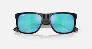 Ray-Ban Justin Low Bridge Fit sunglasses, black frame, blue gradient lenses