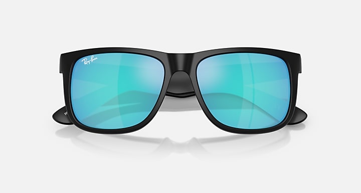 Ray-Ban Justin Low Bridge Fit sunglasses, black frame, blue gradient lenses