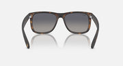 Classic tortoise square sunglasses with dark gray lenses, temple visible