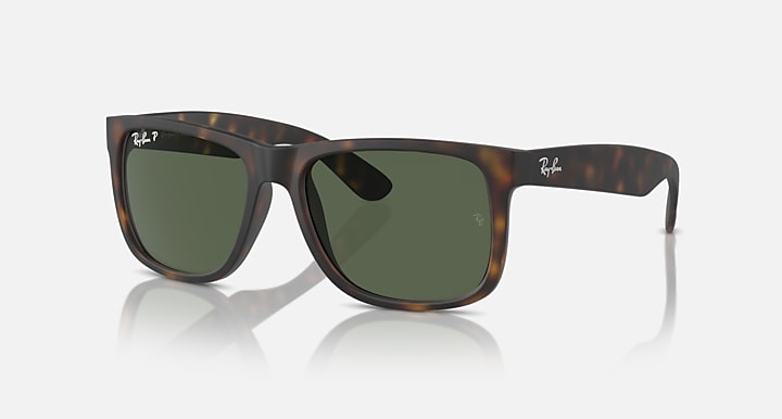 Tortoise-frame square sunglasses with dark green lenses, low-bridge fit