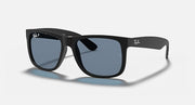 Ray-Ban sunglasses with black frame and dark blue lenses
