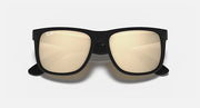 Ray-Ban sunglasses with black frame and pale amber lenses (top view)