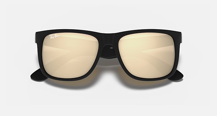 Ray-Ban sunglasses with black frame and pale amber lenses (top view)