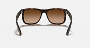 Ray-Ban Justin sunglasses, tortoiseshell frame and brown lenses, front view