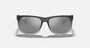 Ray-Ban Justin sunglasses, matte light gray frame with gray tinted lenses