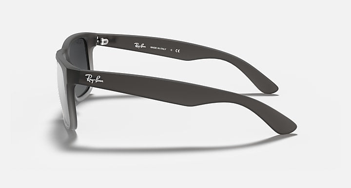 Ray-Ban Justin sunglasses in light gray, side profile with temple arm detail