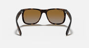 Tortoise sunglasses with wide rectangular frames and amber lenses, Ray-Ban RB4165.