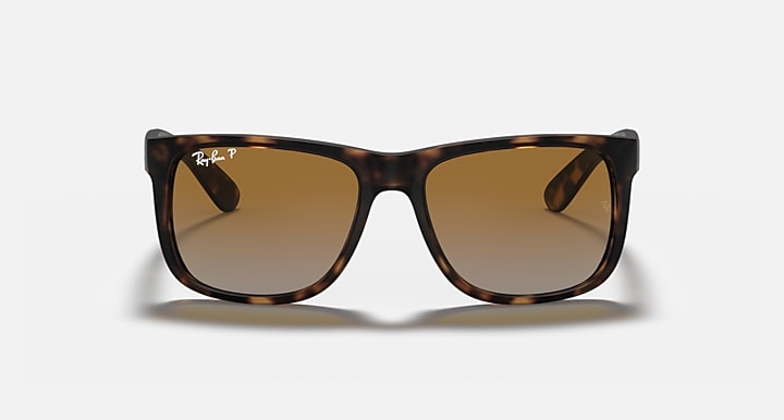 Tortoise rectangular sunglasses with amber lenses, Ray-Ban RB4165.