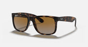 Tortoise-pattern square sunglasses with brown gradient lenses, Ray-Ban RB4165.