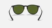 Ray-Ban Erika sunglasses, black frame with green lenses and low bridge nose area