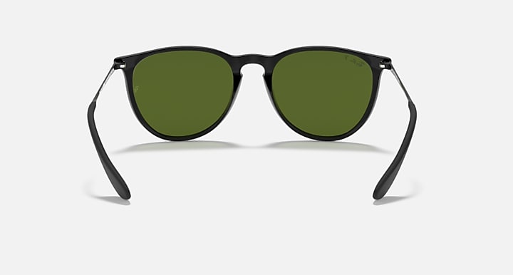 Ray-Ban Erika sunglasses, black frame with green lenses and low bridge nose area