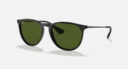 Ray-Ban Erika low bridge fit sunglasses, black frame with green polarized lenses