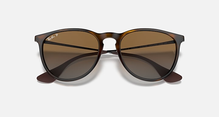 Ray-Ban Erika sunglasses, light havana frame with dark brown mirrored lenses, front