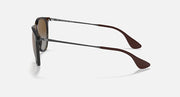Ray-Ban Erika sunglasses, light havana frame side profile with brown polarized lens