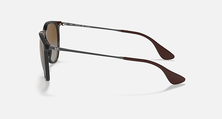 Ray-Ban Erika sunglasses, light havana frame side profile with brown polarized lens
