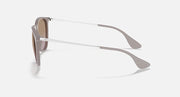 Sunglasses angled view, light brown translucent frame with brown gradient lenses