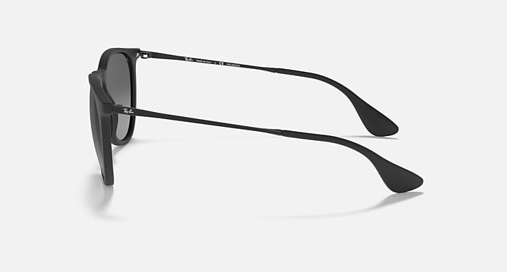 Ray-Ban Erika sunglasses with black frame and dark gray lenses, side view