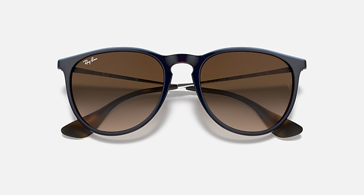 Ray-Ban Erika sunglasses with dark blue frame and dark brown gradient lenses