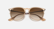Ray-Ban RB4171 Erika sunglasses, round gold frame with brown gradient lenses