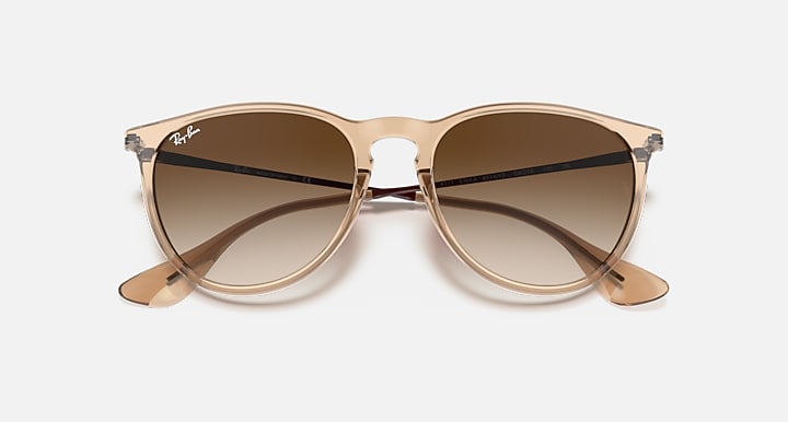 Ray-Ban RB4171 Erika sunglasses, round gold frame with brown gradient lenses