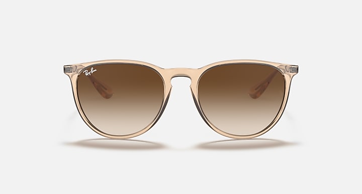 Ray-Ban RB4171 Erika sunglasses, round gold frame, brown gradient lenses