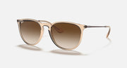Ray-Ban RB4171 Erika sunglasses with round gold frame and brown gradient lenses