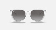 Sunglasses with clear silver frame and dark gradient lenses, front view
