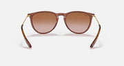 Brown sunglasses with gradient brown lenses and gold-tone metal accents