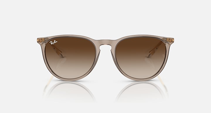 Brown gradient sunglasses with gold metal frame, front view
