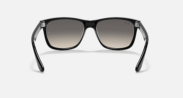 Ray-Ban sunglasses, black frame with dark grey lenses, front view