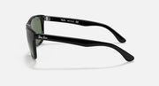 Ray-Ban sunglasses, black frame with dark green lenses, side profile