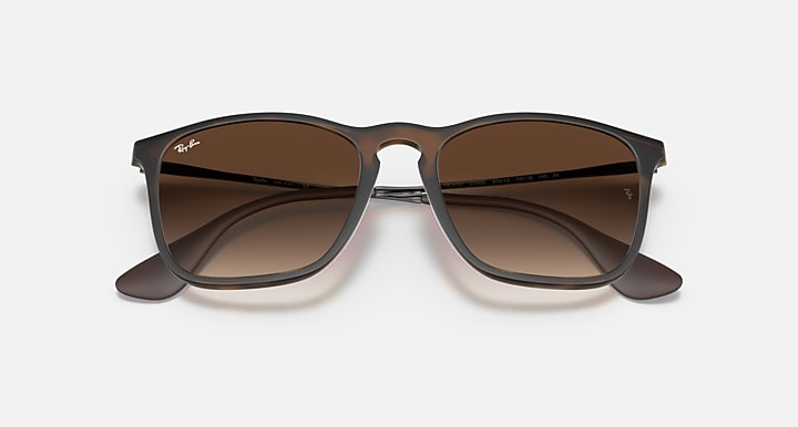 Top view of brown gradient sunglasses with classic square lenses and low-profile bridge