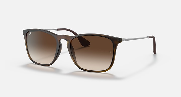 Brown gradient sunglasses with dark frames, square-rectangular lenses and temple tips