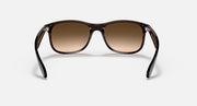 Ray-Ban Andy brown sunglasses front view with metal hinge details