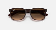 Ray-Ban Andy brown sunglasses angled lenses with Ray-Ban logo on arms