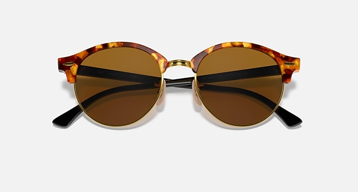 Ray-Ban Clubround RB4246 sunglasses with round brown lenses and glossy tortoiseshell frames