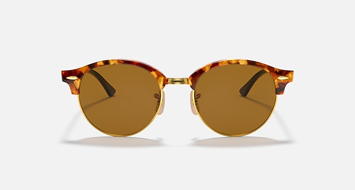 Ray-Ban Clubround RB4246 round sunglasses with dark brown lenses and tortoiseshell frame
