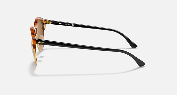 Ray-Ban Clubround RB4246 sunglasses, side profile with black temple arms and tortoiseshell tips