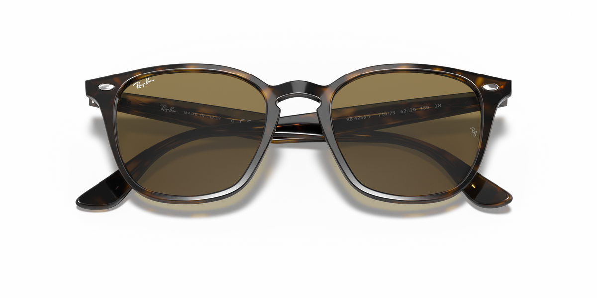 Ray-Ban low bridge fit sunglasses, angled view, black frame and olive-green lenses