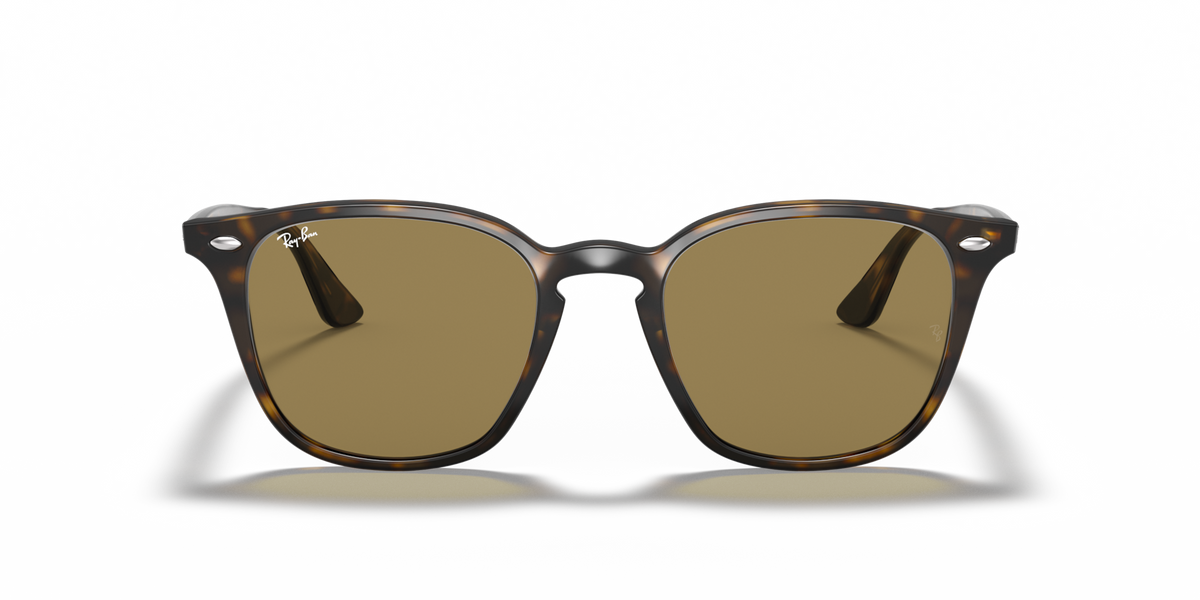 Ray-Ban low bridge fit sunglasses, front view, black frame and olive-green lenses
